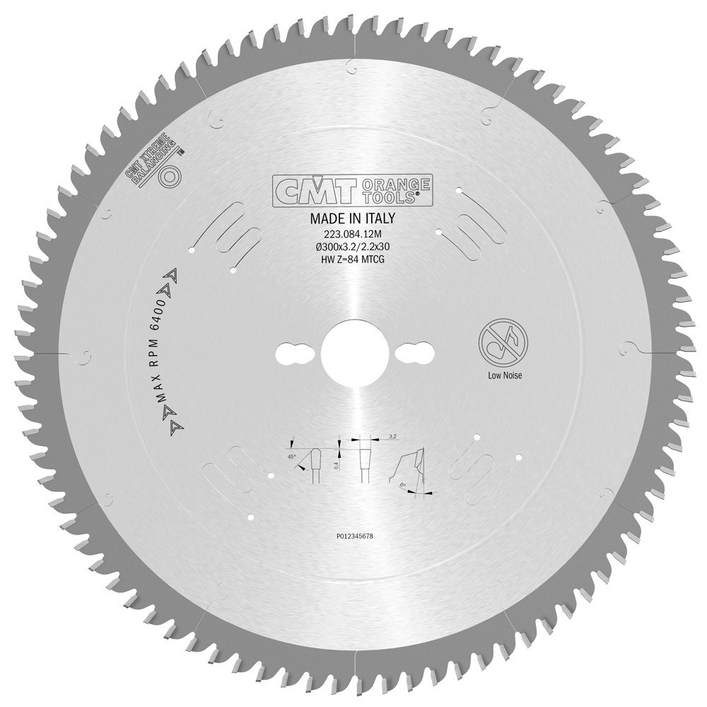 CMT 223.084.12 – Saw Blade D12xb1x84T TCG .125 Kerf Solid Surface