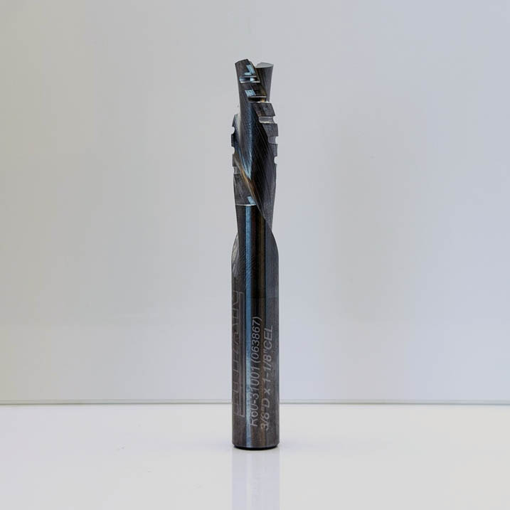 Royce Ayr R60-31001 - Solid Carbide Double Flute Chipbreaker Finisher Downcut Router Bit - 3/8 in Dia x 1-1/8 in Cut x RH