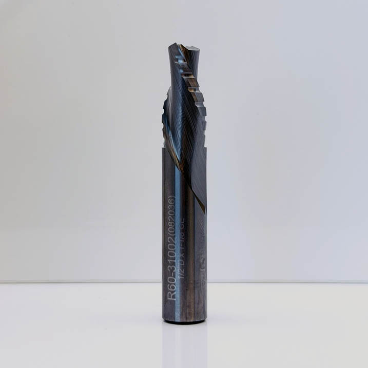 Royce Ayr R60-31002 - Solid Carbide Double Flute Chipbreaker Finisher Downcut Router Bit - 1/2 in Dia x 1-1/8 in Cut x RH