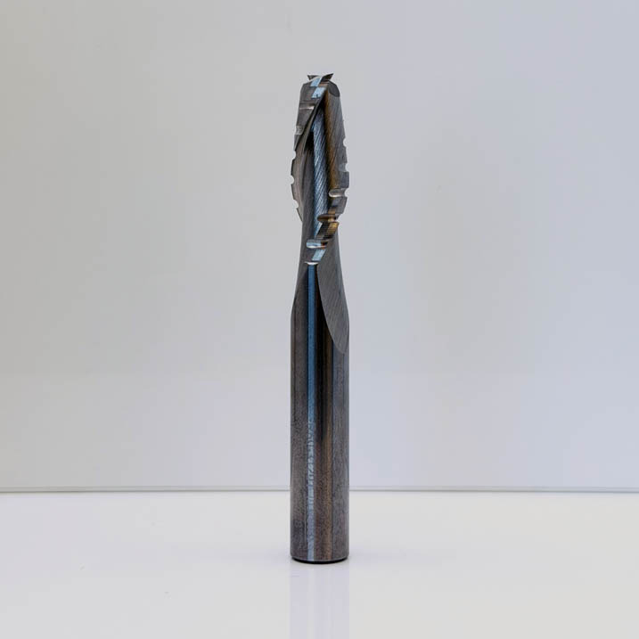 Royce Ayr R60-31201 - Solid Carbide Double Flute Chipbreaker Finisher Upcut Router Bit - 3/8 in Dia x 1-1/8 in Cut x RH