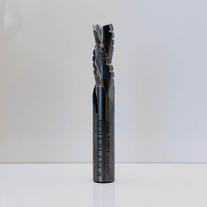 Royce Ayr R60-32003 - Solid Carbide Triple Flute Chipbreaker Finisher Downcut Router Bit - 1/2 in Dia x 1-3/8 in Cut x RH