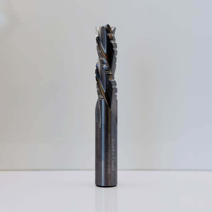 Royce Ayr R60-32004 - Solid Carbide Triple Flute Chipbreaker Finisher Downcut Router Bit - 1/2 in Dia x 1-5/8 in Cut x RH