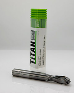 GreenCap 3/8 in 9.53 mm MTCE solid carbide compression spiral CNC router bit with 1 in cutting length