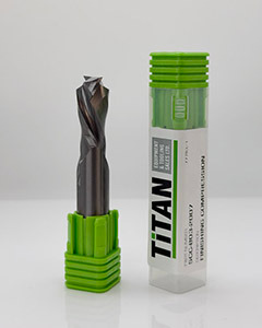 GreenCap 1/2 in 12.7 mm MTCE solid carbide compression spiral CNC router bit with 1 in cutting length