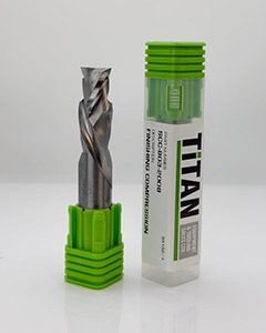 GreenCap 1/2 in 12.7 mm solid carbide compression spiral CNC router bit with 1-1/8 in cutting length
