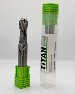 GreenCap 1/2 in 12.7 mm MTCE solid carbide compression spiral CNC router bit with 1-3/8 in cutting length
