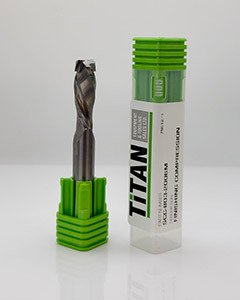 GreenCap 3/8 in 9.53 mm solid carbide compression spiral CNC router bit with 0.188 in upcut