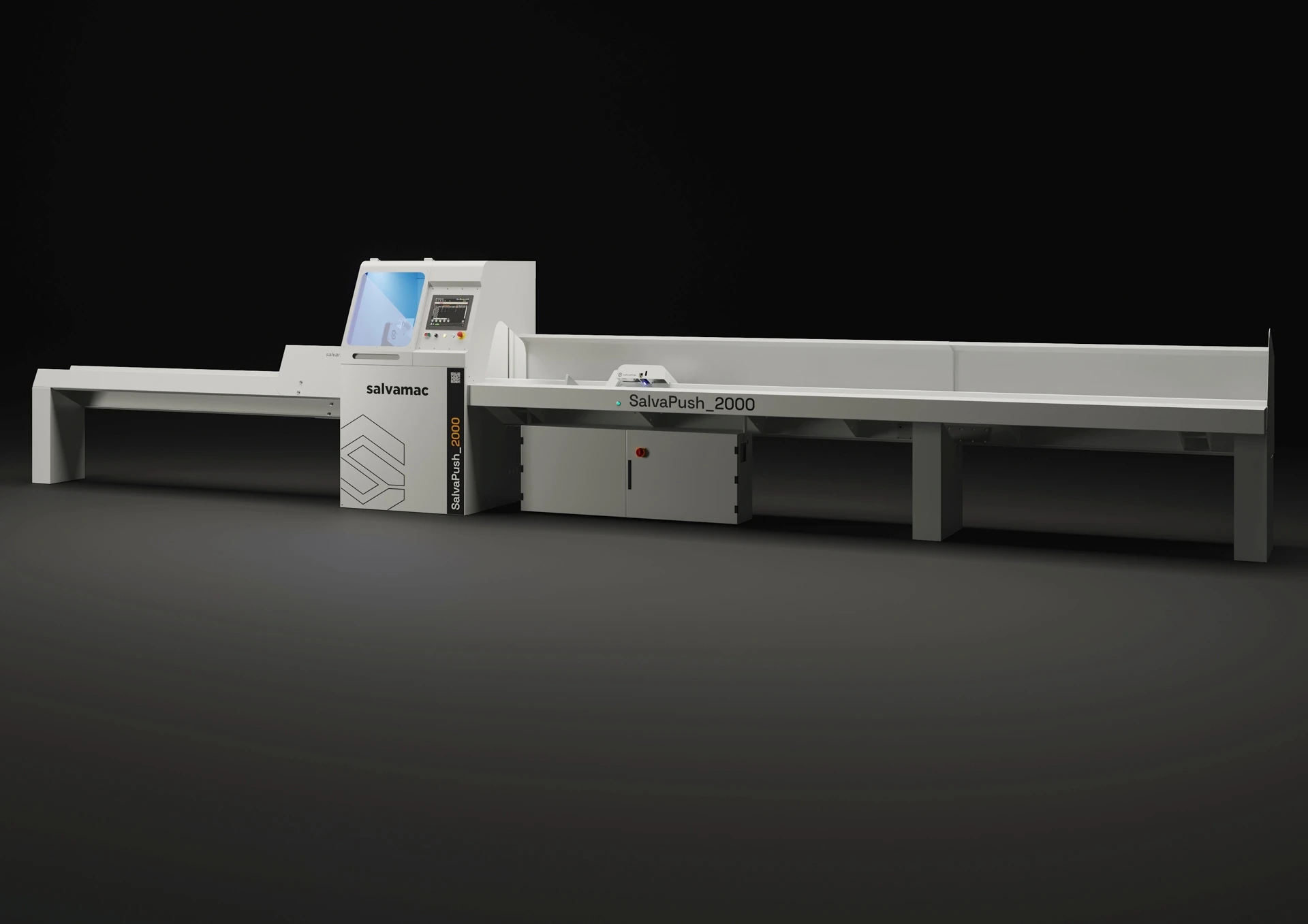 Salvamac SalvaPush 2000 complete automatic optimizing pusher crosscut line