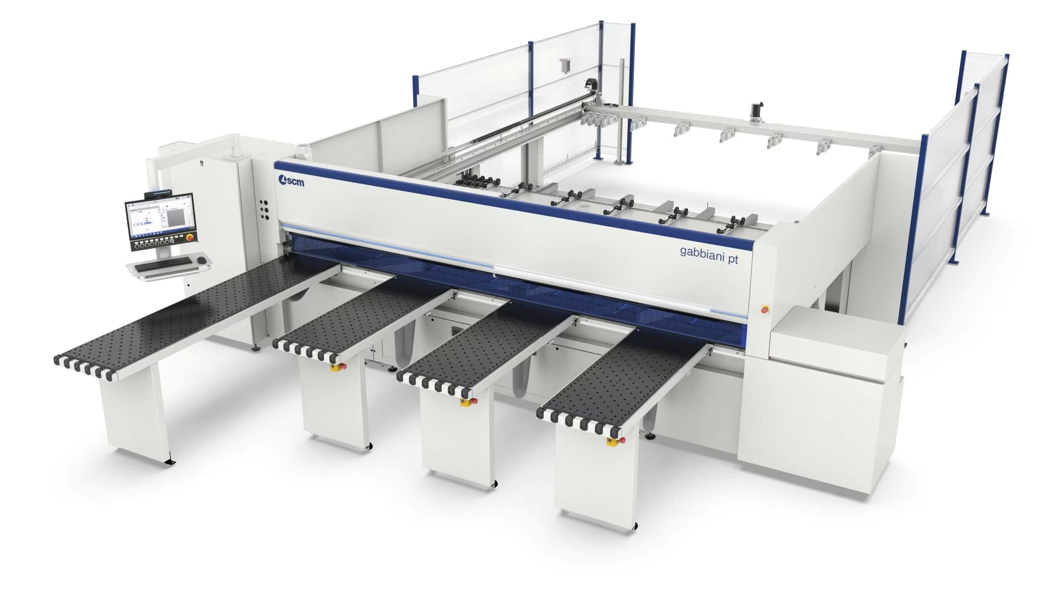 SCM Gabbiani PT automatic horizontal beam saw with loading platform