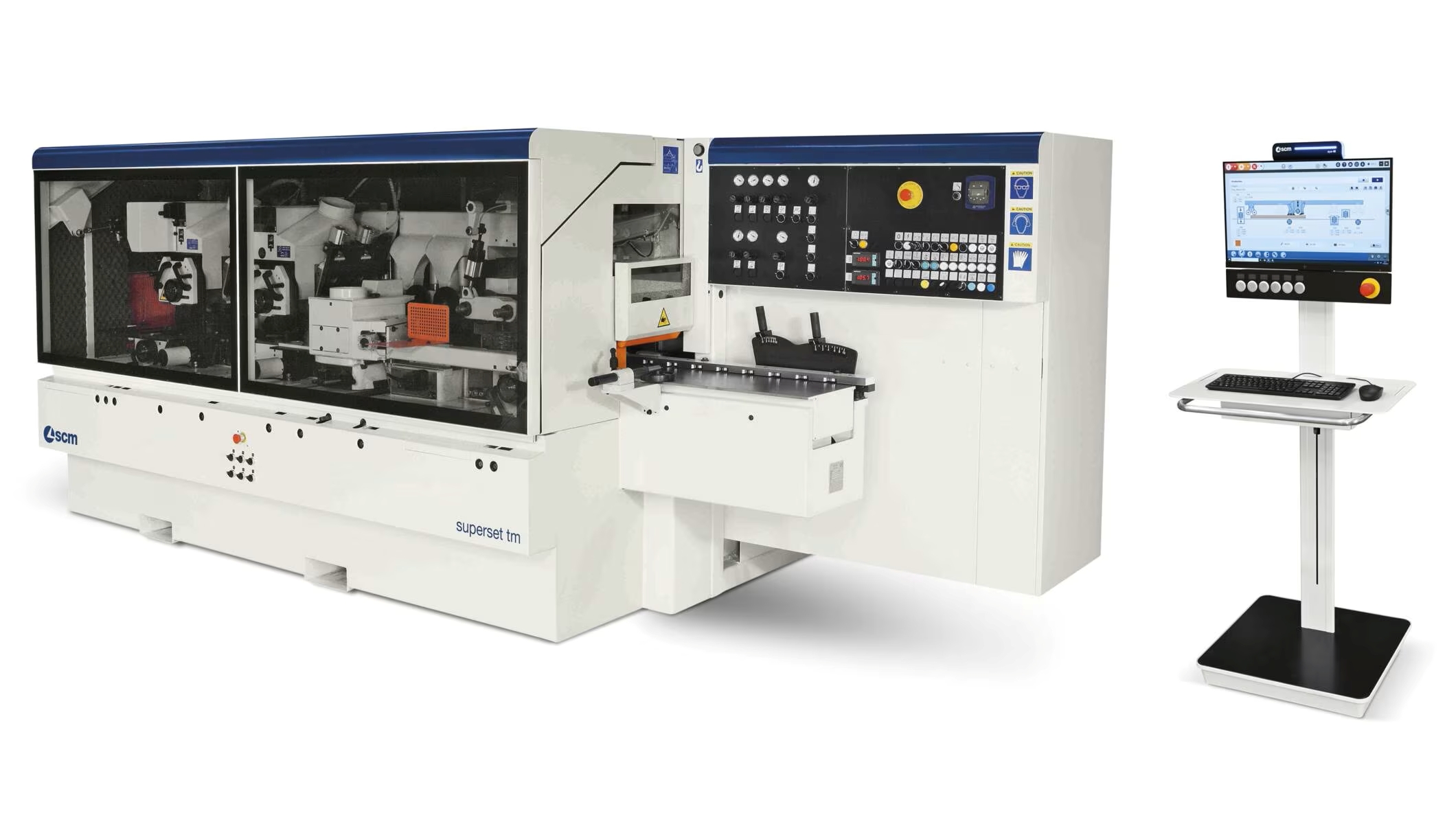 SCM Superset TM automatic throughfeed moulder in production configuration