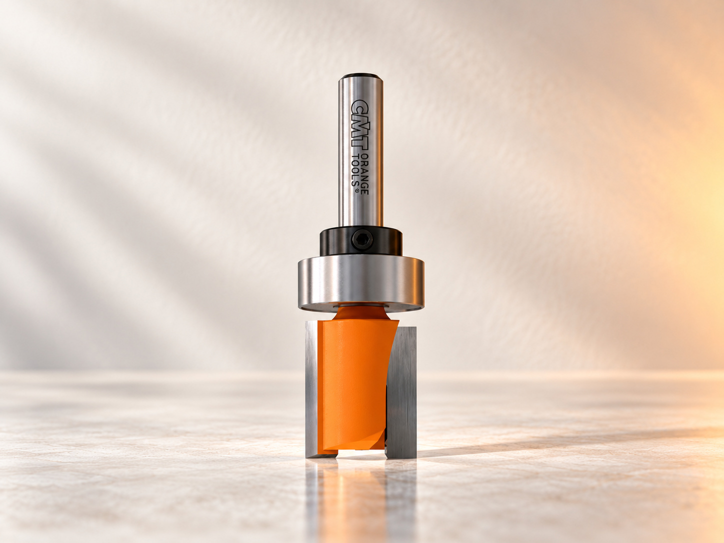 CMT Orange Tools straight profile router bit with bearing and orange cutter body
