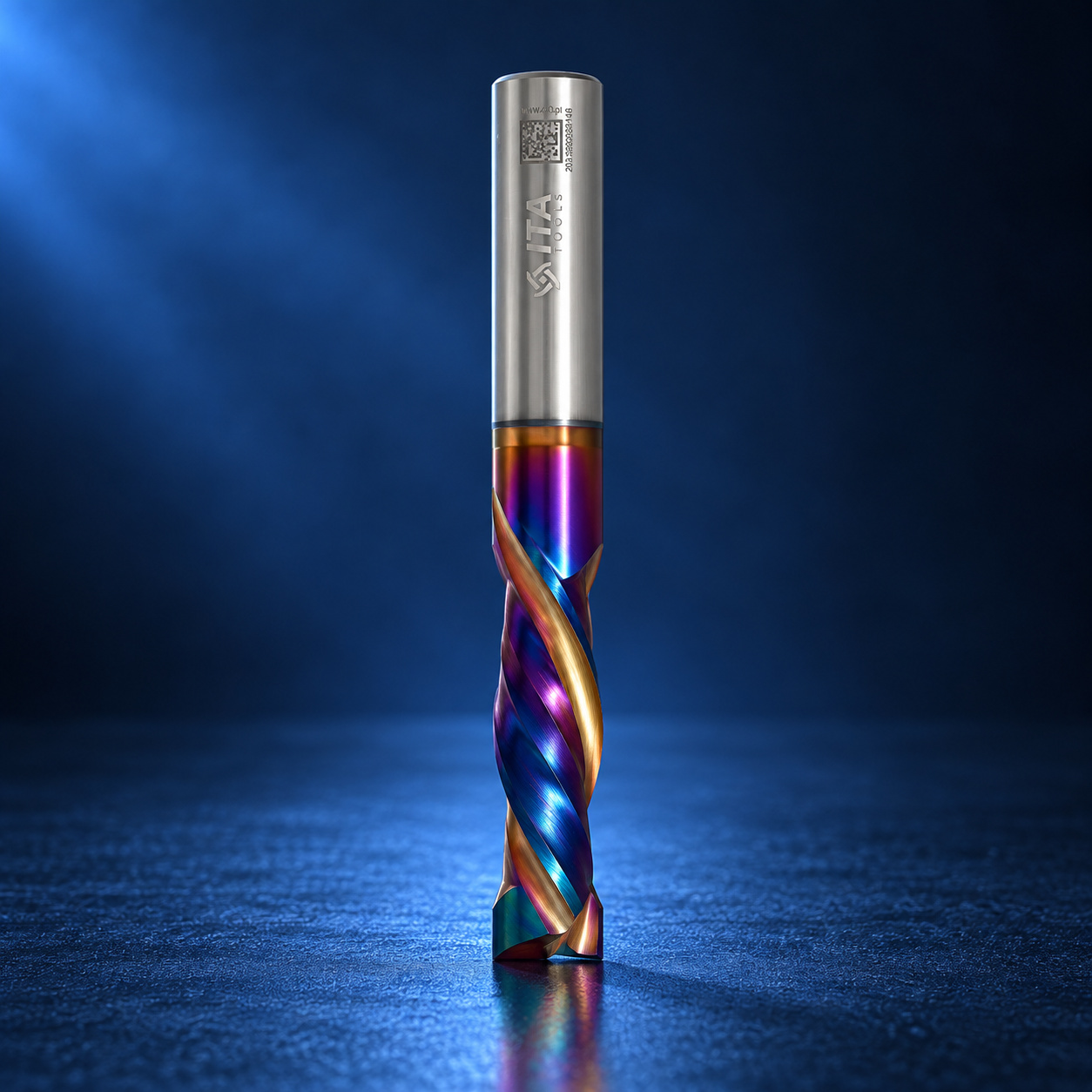 ITA Tools indexable cutterhead with replaceable carbide inserts on a blue studio background