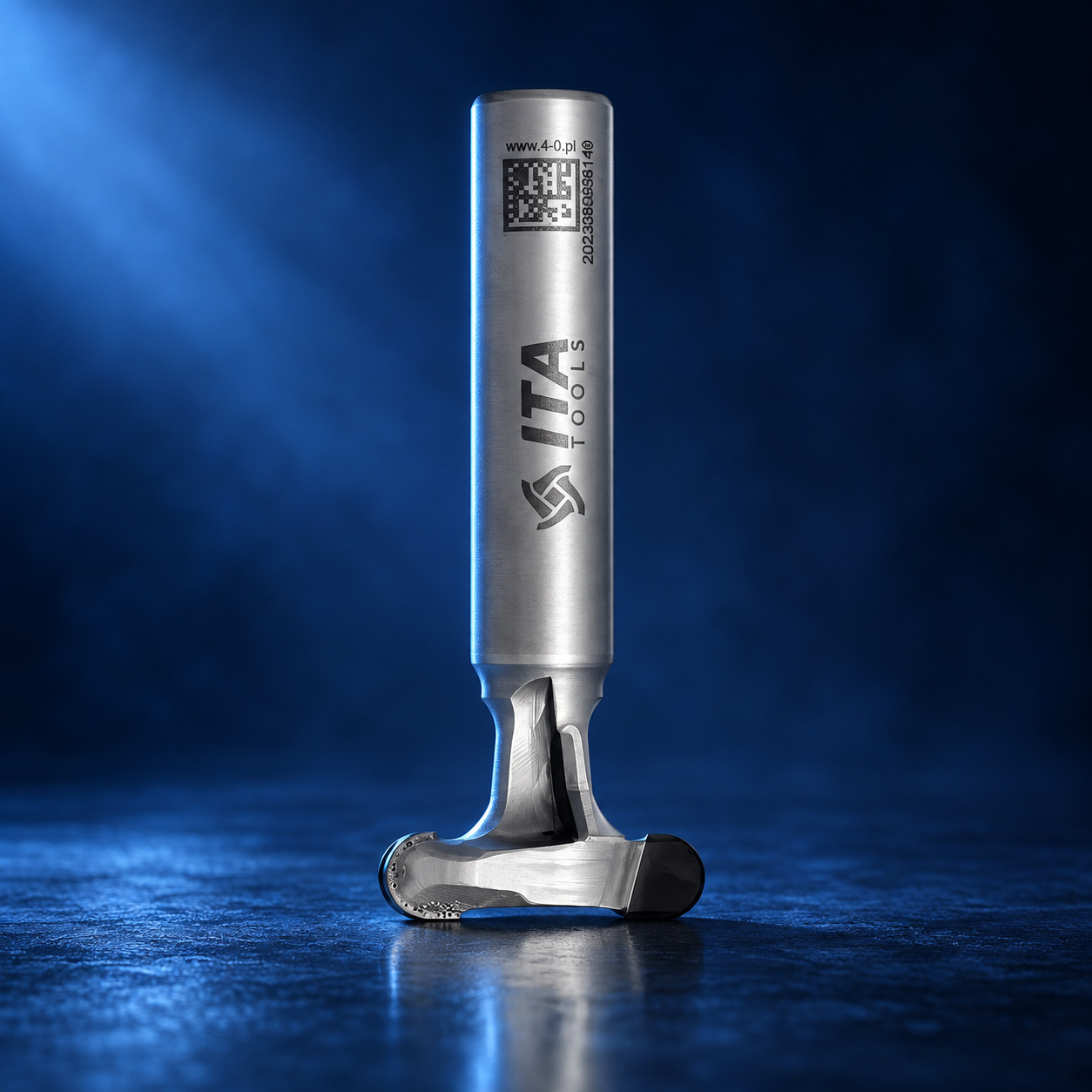 ITA Tools panel-raiser router bit with steel shank and profiled cutting head on a blue studio background
